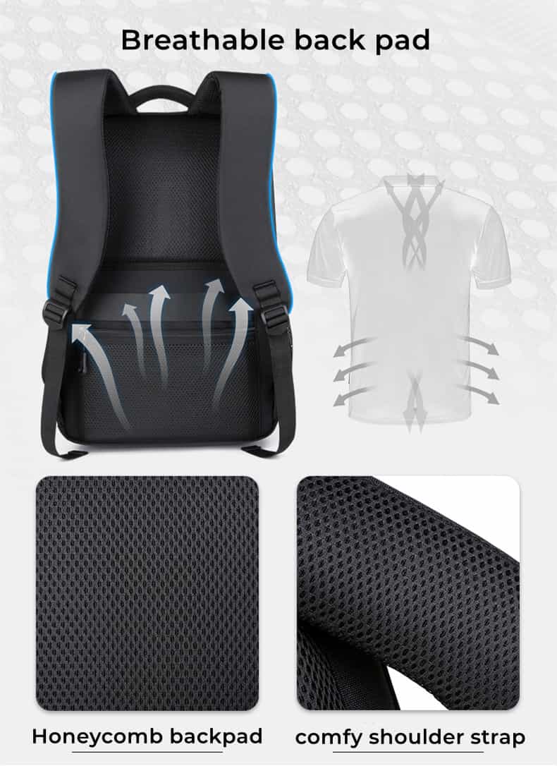 Comfortable black business travel lapop backpack